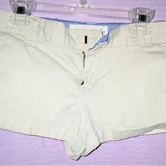 NWT Aeropostale Light Tan Short Twill Stretch Shorts Cuffed Hem Juniors … - Picture 4 of 7